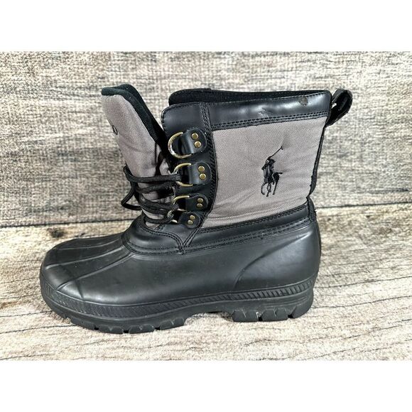 Polo Ralph Lauren Crestwick Duck Boot Black Mens 12 D Rain Snow Hunting - Picture 9 of 12